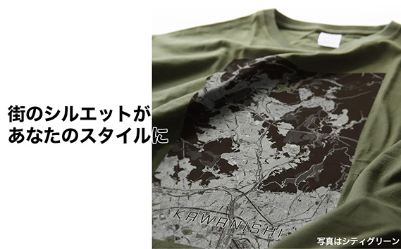 No.339-03 【川西】地図柄ビッグシルエットTシャツ（サンドカーキ）Lサイズ