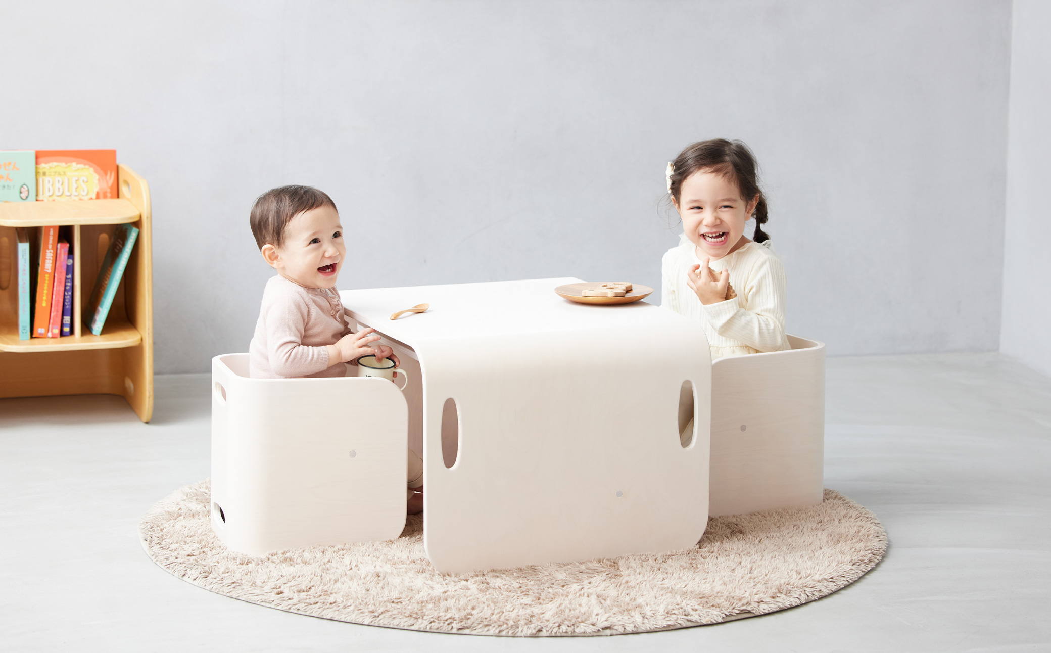 HOPPL【アウトレット】コロコロチェア＆デスク3点セット(デスク1台、チェア2脚)NA KWNBV295