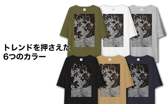 No.339-02 【川西】地図柄ビッグシルエットTシャツ（サンドカーキ）Mサイズ