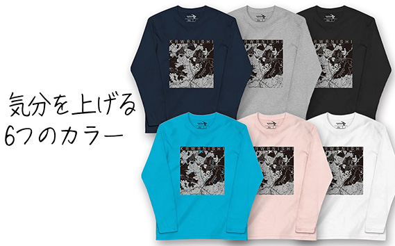 No.348-04 【川西】地図柄ロングスリーブTシャツ（ヘザーグレー）XLサイズ