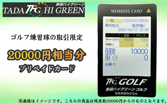 No.420 ゴルフ練習球の取引限定　20000円相当分プリペイドカード