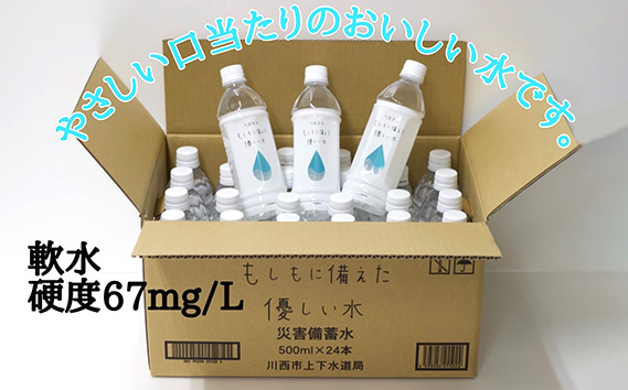 No.460 川西市のもしもに備えた優しい水ペットボトル1箱（500ml 24本入り）