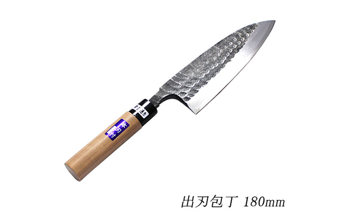 槌目模様 黒仕上げ 出刃包丁 白鋼 180mm キッチン用品 魚さばき 骨切り 料理 民芸品 刃物 切りやすい