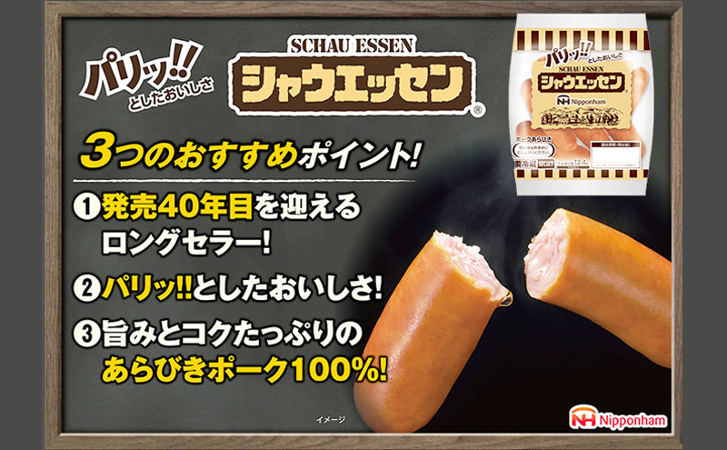 定期便 シャウエッセン 1袋(標準5本入)×12パック 計1.404kg【3か月お届け】 日本ハム
