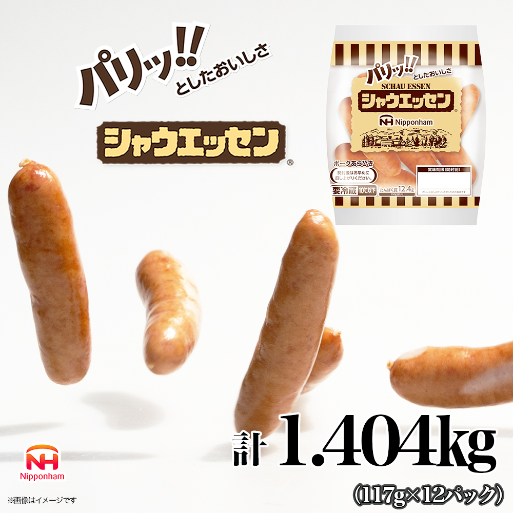 定期便 シャウエッセン 1袋(標準5本入)×12パック 計1.404kg【6か月お届け】 日本ハム