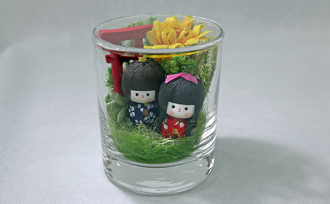 祈願のわらべ人形（ボトルフラワー） インテリア 植物
