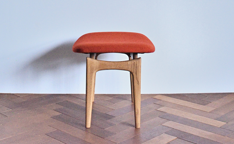 スツール 01 オレンジ インテリア 椅子 イス 木製 オットマン デザイン オリジナル 兵庫県 小野市