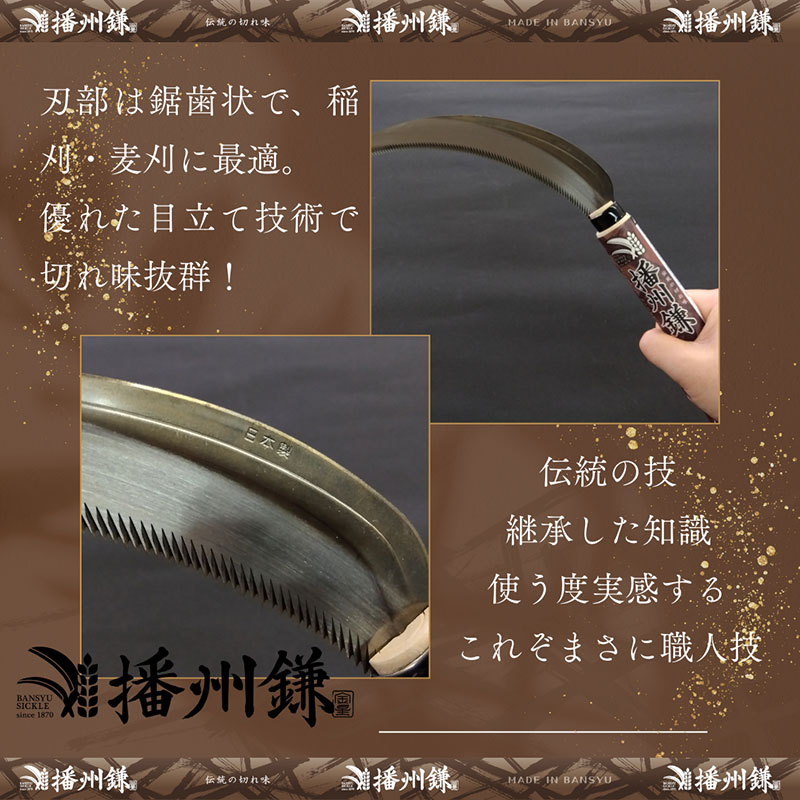 ガーデニング 播州鎌 鋸鎌 中目 「180041」 刃物 鎌 草刈り鎌 草刈り 雑草 取り 除草 剪定 刃 ツール 道具 庭 家庭菜園 園芸 園芸用品 ガーデニング用品 兵庫 兵庫県 小野市