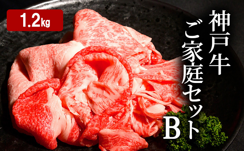神戸牛 ご家庭セットB 計1.2kg （ 切り落とし ・ 煮込み用 ・ すじ肉 各400g）