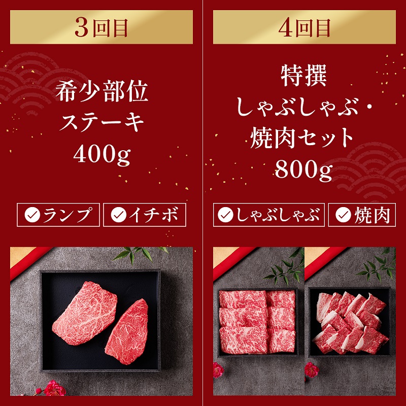 【和牛セレブ】神戸牛 定期便「エコノミークラス」（定期便4回）/ 神戸ビーフ BBQ 牛肉 冷凍 ブランド牛 兵庫県 小野市 しゃぶしゃぶ