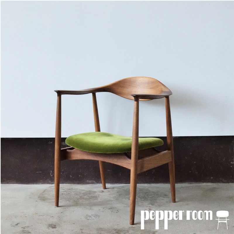 アームチェア  ウォールナット　モケットグリーン | インテリア 家具