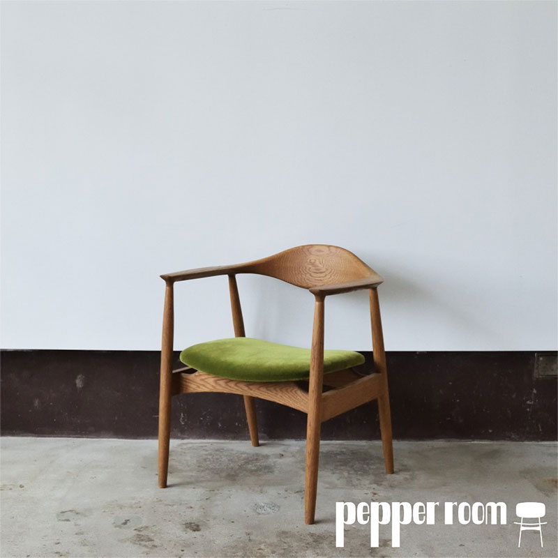 アームチェア  オーク　モケットグリーン | インテリア 家具