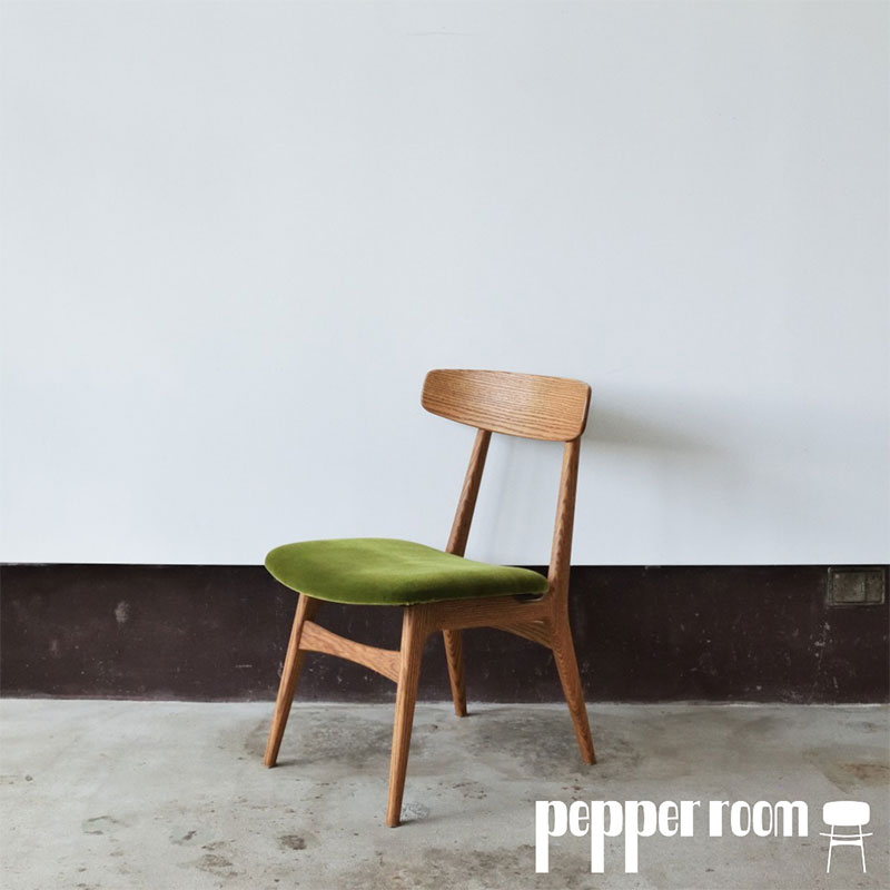 ダイニングチェア　01　オーク　モケットグリーン | インテリア 家具