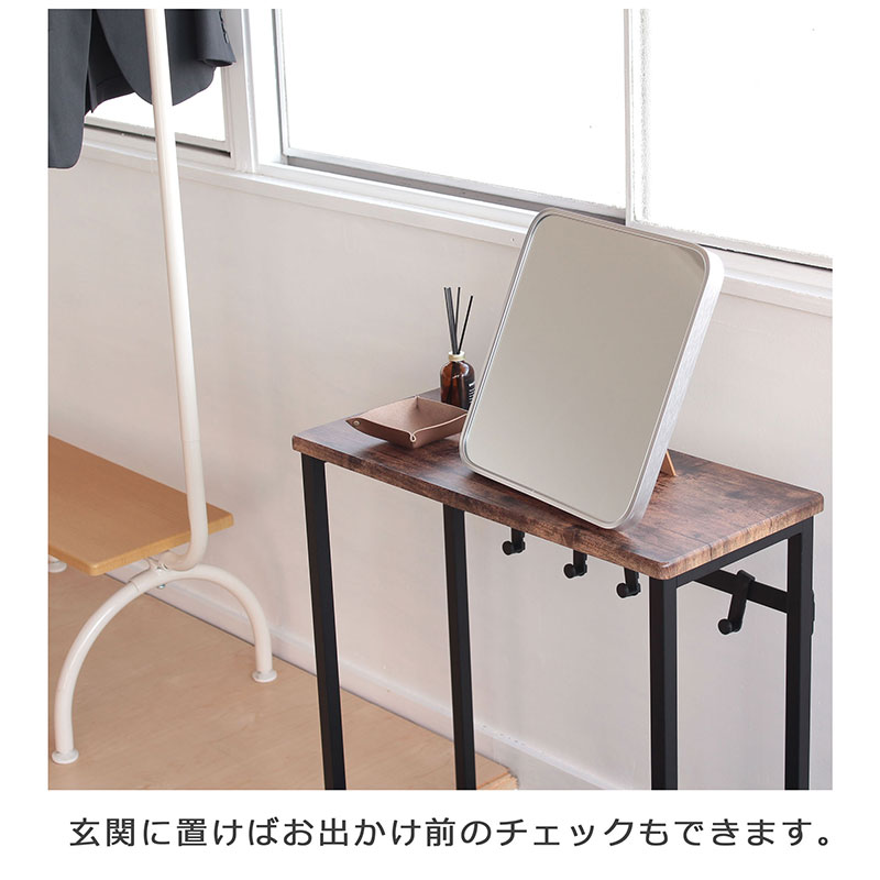 卓上ミラー　アルミ製 シルバー色　鏡 かがみ 壁掛け アルミフレーム スタンドミラー ウォールミラー インテリア おしゃれ メイク 玄関