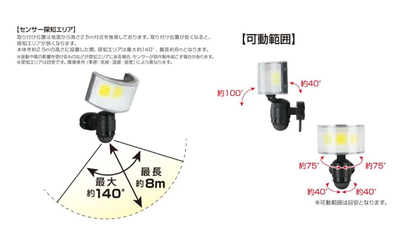 大進 コンセント式センサーライトワイド DLA-18T600 防犯ライト 100V 防雨 屋外 人感センサー 4939736905777