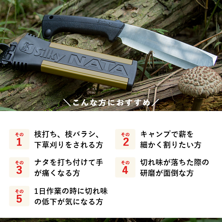 900-69　ゴム柄で滑らず、打ち付けても痛くない両刃 シルキーナタと折込鋸セットA 雑貨 日用品 