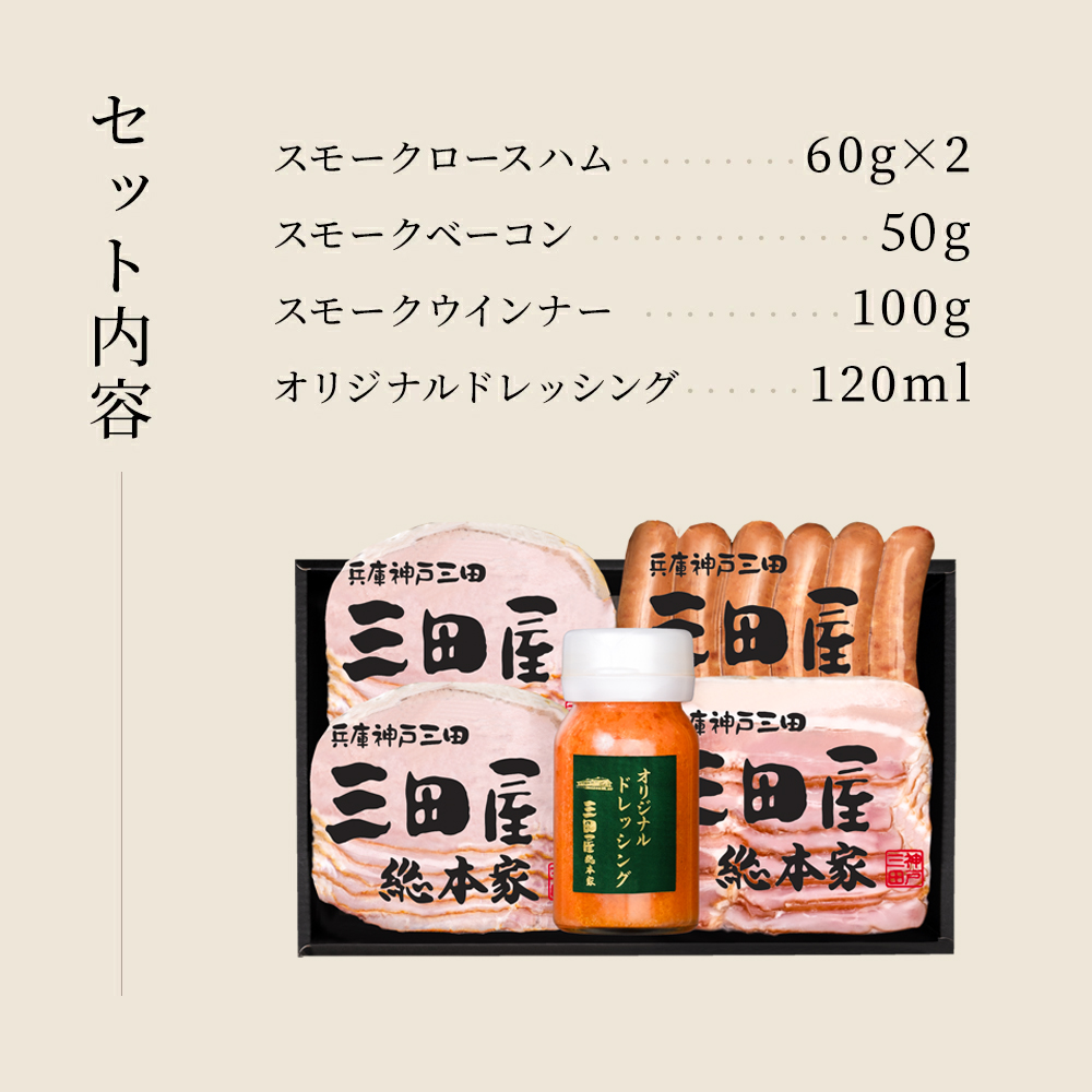 ハム 三田屋 ロースハム 詰め合わせ 5点 セット ( ロースハム ×2 / ベーコン / ウインナー / ドレッシング ) 三田屋総本家 歳暮 三田ハム はむ ウィンナー ソーセージ 肉 お肉 惣菜 調味料 ギフト お祝い KS-35