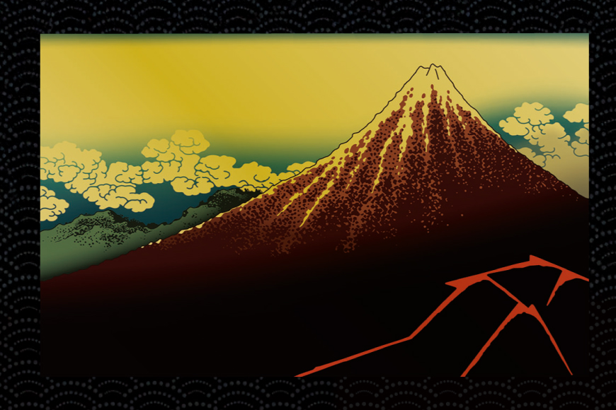 純金 ゴールド 富嶽三十六景 山下白雨 カード 1枚 1g ガラス フレーム 1個 [三菱マテリアルトレーディング 兵庫県 三田市 3d28bae300131] 金 黄金 フォーナイン 贈り物 記念品