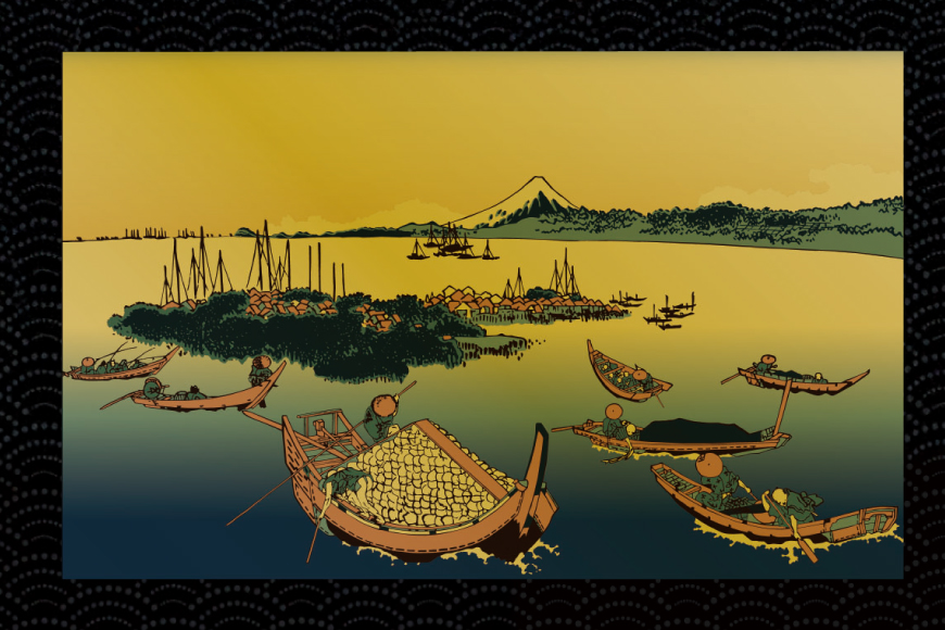 純金 ゴールド 富嶽三十六景 武陽佃島 カード 1枚 1g ガラス フレーム 1個 [三菱マテリアルトレーディング 兵庫県 三田市 3d28bae300123] 金 黄金 フォーナイン 贈り物 記念品