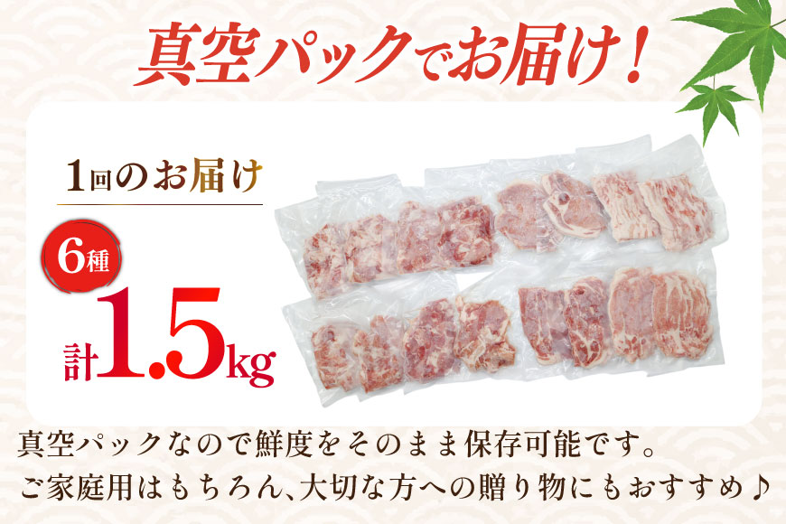 豚肉 バラエティ セット 計1.5kg 3回 定期便 [司フーズ・システム 兵庫県 三田市 3d28bdy500020] 豚 肉 とんかつ 小間切れ バラしゃぶ 豚こま肉 豚コマ 小分け 真空パック