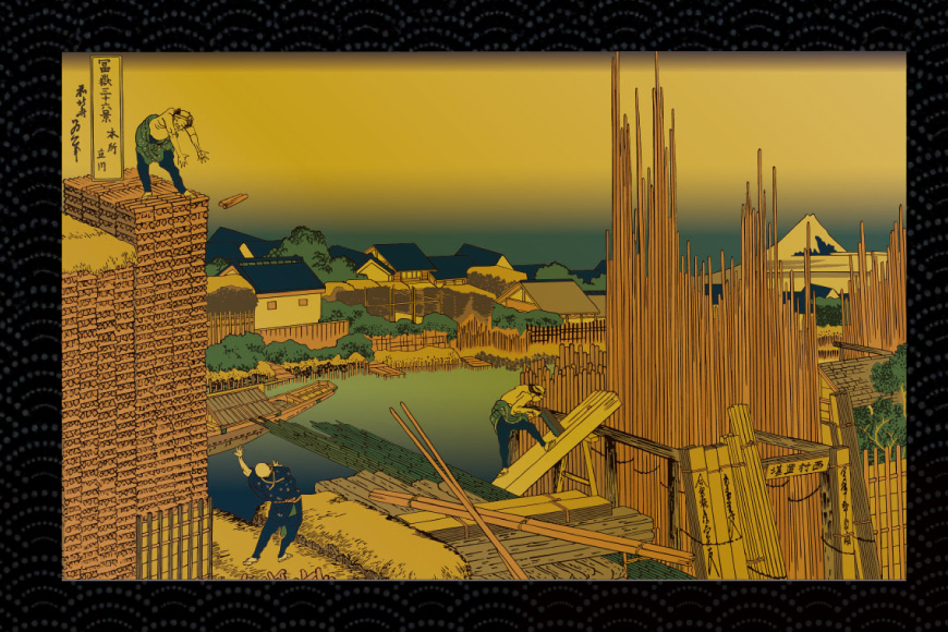 純金 ゴールド 富嶽三十六景 本所立川 カード 1枚 1g ガラス フレーム 1個 [三菱マテリアルトレーディング 兵庫県 三田市 3d28bae300097] 金 黄金 フォーナイン 贈り物 記念品