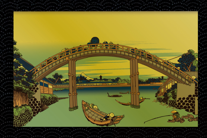 純金 ゴールド 富嶽三十六景 深川万年橋下 カード 1枚 1g ガラス フレーム 1個 [三菱マテリアルトレーディング 兵庫県 三田市 3d28bae300130] 金 黄金 フォーナイン 贈り物 記念品