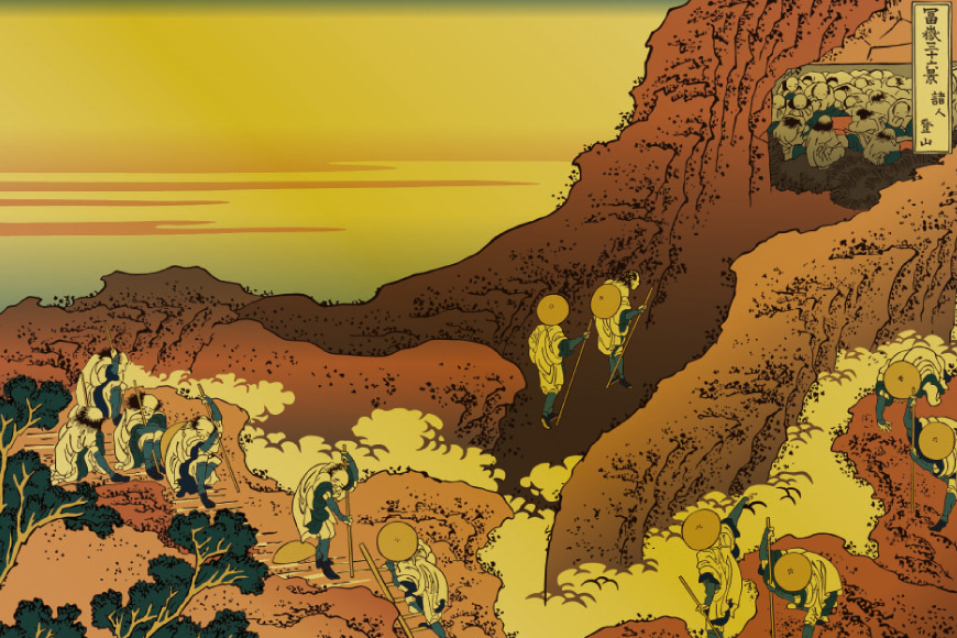 純金 ゴールド 富嶽三十六景 諸人登山 カード 1枚 1g ガラス フレーム 1個 [三菱マテリアルトレーディング 兵庫県 三田市 3d28bae300088] 金 黄金 フォーナイン 贈り物 記念品