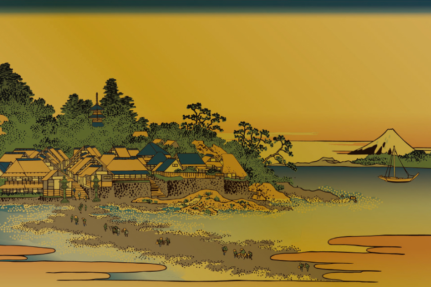 純金 ゴールド 富嶽三十六景 相州江の島 カード 1枚 1g ガラス フレーム 1個 [三菱マテリアルトレーディング 兵庫県 三田市 3d28bae300099] 金 黄金 フォーナイン 贈り物 記念品