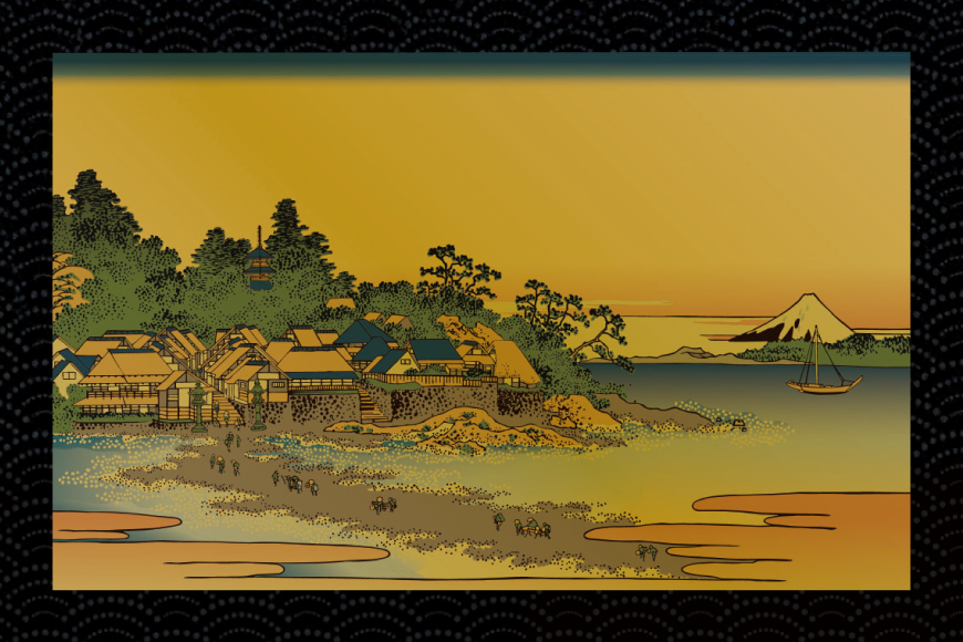 純金 ゴールド 富嶽三十六景 相州江の島 カード 1枚 1g ガラス フレーム 1個 [三菱マテリアルトレーディング 兵庫県 三田市 3d28bae300099] 金 黄金 フォーナイン 贈り物 記念品