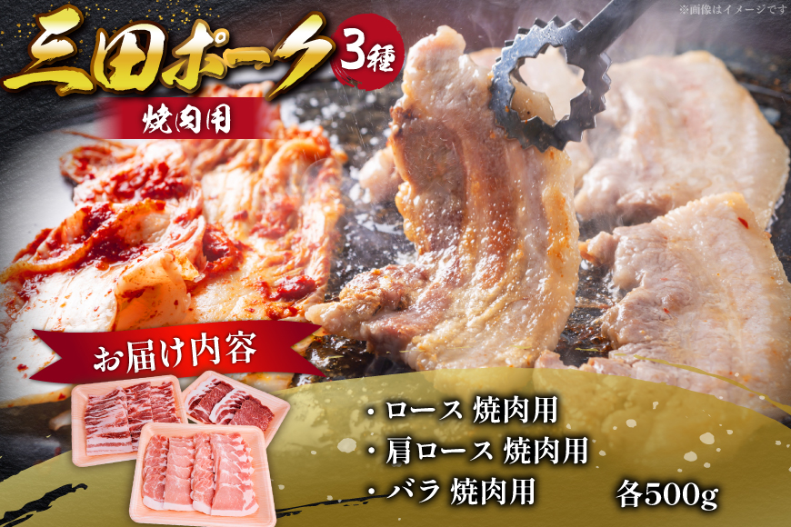 豚肉 小分け 兵庫県産 三田ポーク 焼肉用 3種 500g 計 1.5kg ロース 肩ロース バラ セット [パスカルさんだ 兵庫県 三田市 3d28bae660043] 冷凍 国産 焼肉 焼き肉 カット 豚 肉 詰め合わせ