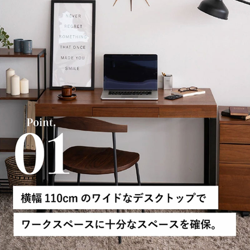 ウォールナットデスクセット 引き出し付き チェスト付き 家具 机 市場家具