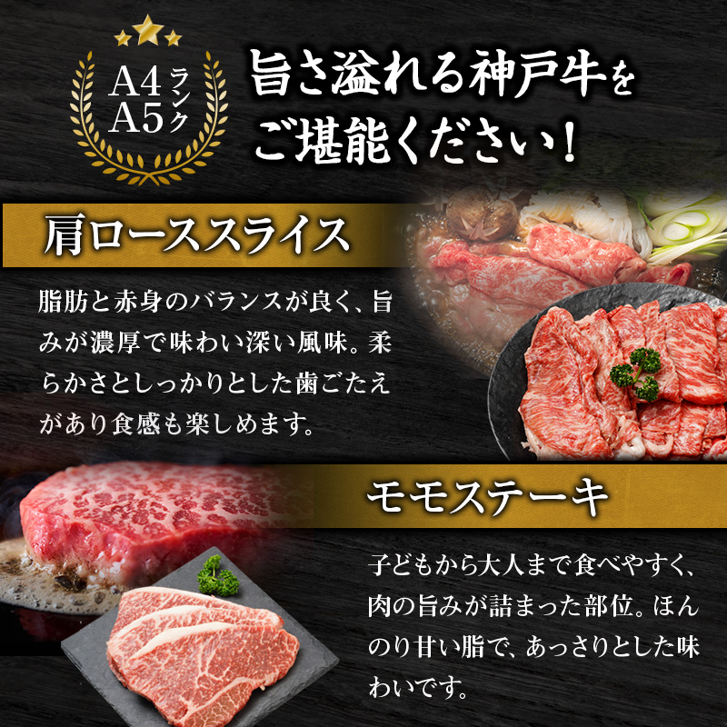 期間限定寄附額 神戸牛 福袋 帝神 おまかせコース B  肩ローススライス ももステーキ