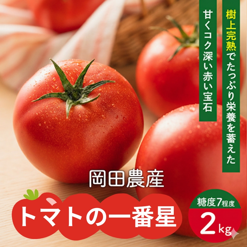 トマト 2kg トマトの一番星 野菜 とまと 完熟 高糖度 甘い 受賞 冷蔵配送