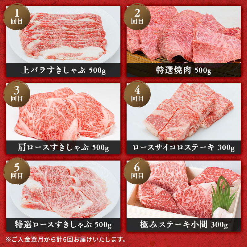 神戸ビーフ 神戸牛 牝 6か月連続 お届け 定期便 最高級セット 食べ比べ 焼肉 すき焼き しゃぶしゃぶ ステーキ 冷凍 肉 牛肉 すぐ届く お肉 和牛 食材 グルメ ブランド牛 日本産 国産 夕飯 晩御飯 夜ごはん