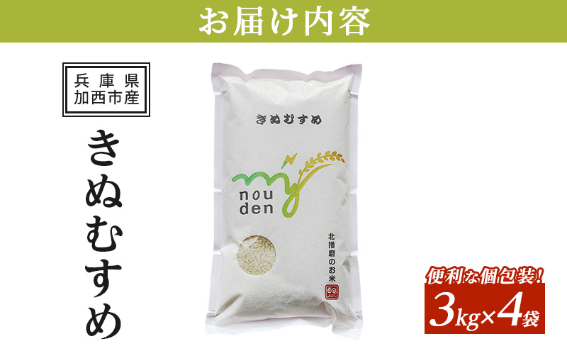 【令和6年産新米予約受付】きぬむすめ 3kg×4袋 単一原料米 おいしい お米 事業者支援 白米 精米 国産 ごはん ご飯 白飯 小分け 百合農園