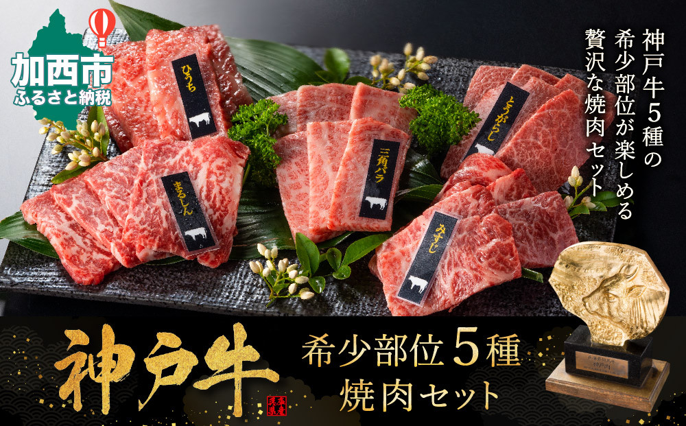 神戸牛 希少部位 焼肉セット 5種 計1.2kg ミスジ ヒウチ 三角バラ トウガラシ マルシン