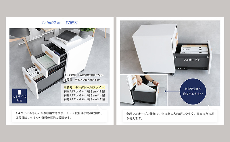 デスクワゴン 鍵付き キャスター付き 3段 完成品 Desk Wagon ブラック スチール オールロック ブラック オフィス オフィスワゴン 収納 キャビネット 引き出し デスク下 机下 サイドデスク