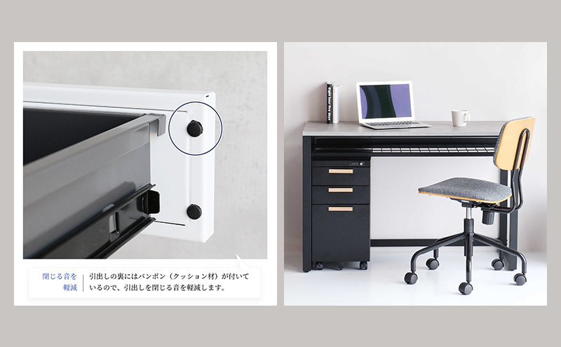 デスクワゴン 鍵付き キャスター付き 3段 完成品 Desk Wagon ブラック スチール オールロック ブラック オフィス オフィスワゴン 収納 キャビネット 引き出し デスク下 机下 サイドデスク