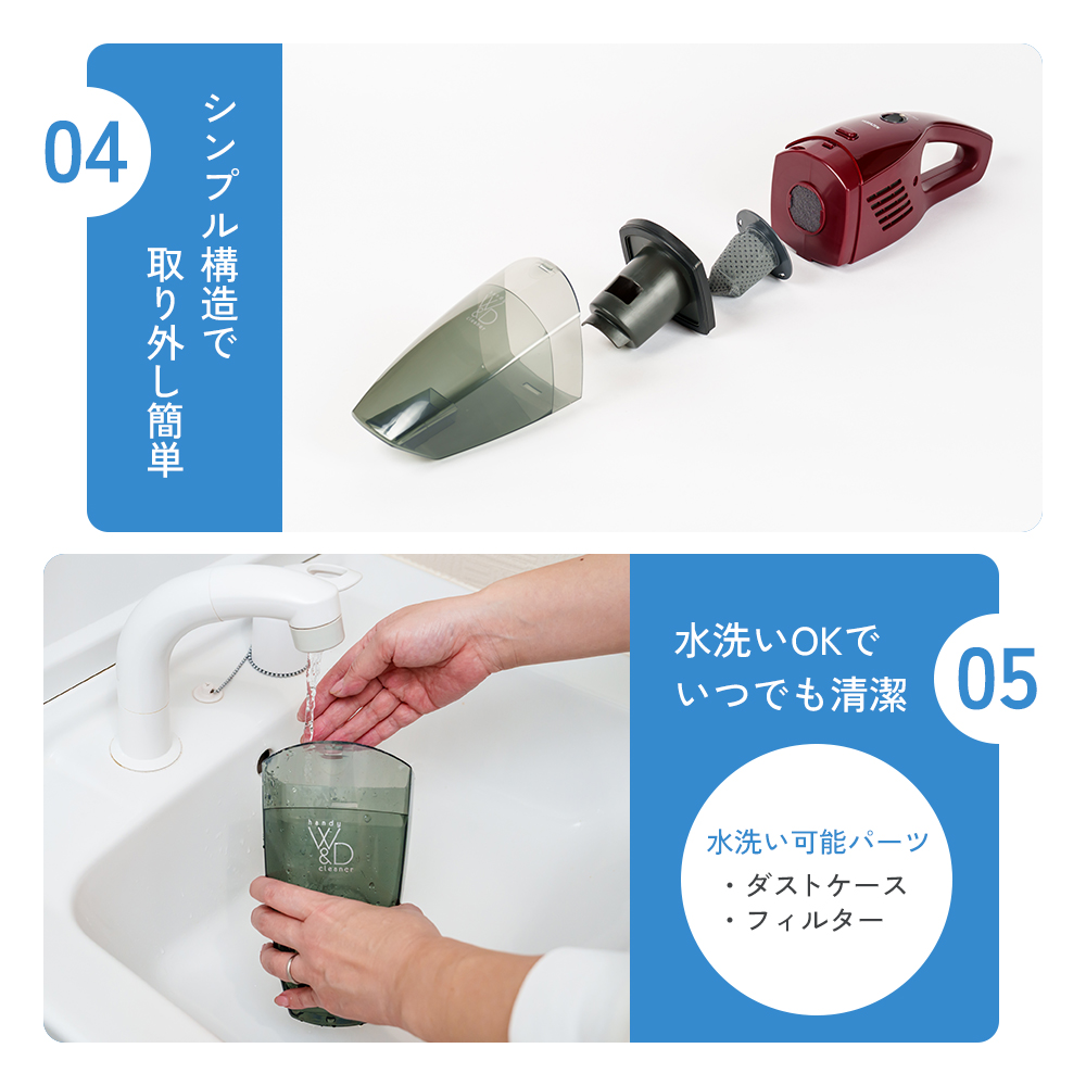 クリーナー YAMAZEN 山善 ハンディクリーナー ZHG-NW48(R) 掃除機 コードレス ハンディタイプ テーブル 車 吸水 隙間 家電 電化製品 掃除 清掃 加西市 兵庫県