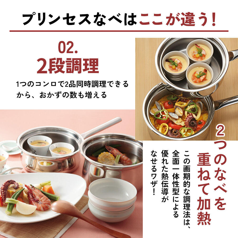 蒸し鍋 ガス・IH  [ プリンセスなべ S・L セット ]  アサヒ軽金属