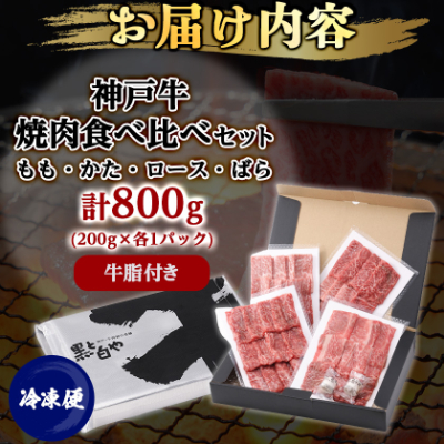 神戸牛一頭焼肉食べ比べセット4種各200g(牛脂付き)【配送不可地域：離島】【1529482】