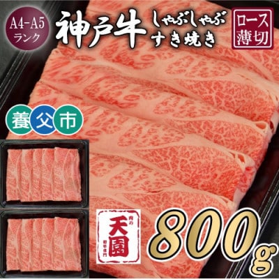 【ふるさと納税】【肉の天園】神戸牛 霜降り ロース(肩ロース)しゃぶしゃぶすき焼き800g【配送不可地域：離島】【1703203】