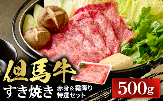 【但馬牛】すき焼き 赤身&霜降り 特選セット500g【配送不可地域：離島】【1313137】
