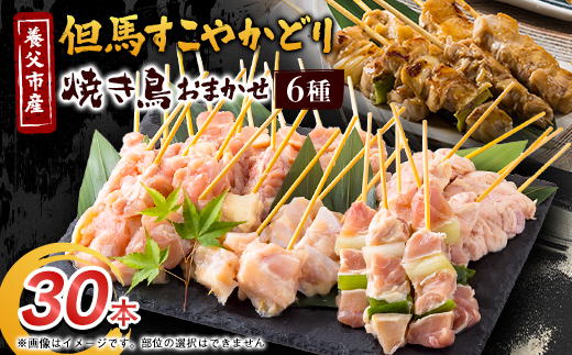 焼き鳥セット おまかせ6種盛り合わせ(もも・ももねぎ・生皮・ハラミ・手羽元など)30本【配送不可地域：離島】【1615128】