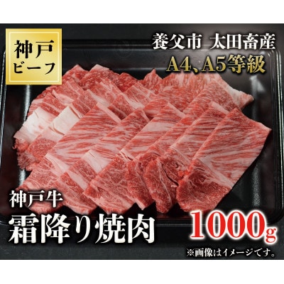 神戸牛　霜降り焼肉　1000g【配送不可地域：離島】【1441964】