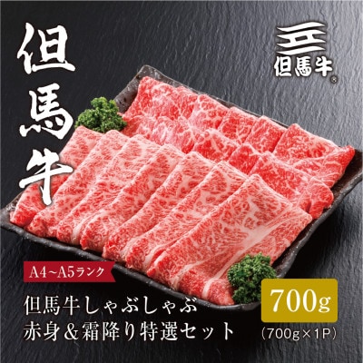 【但馬牛】 しゃぶしゃぶ 赤身＆霜降り 特選セット700g【配送不可地域：離島】【1313378】