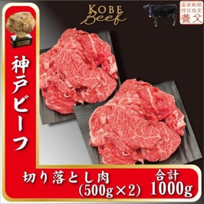 神戸ビーフ　切り落とし肉　500g×2　計1000g　YBS2S【配送不可地域：離島】【1498632】