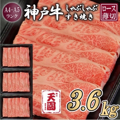 【毎月定期便】【ふるさと納税】神戸牛 霜降り 肩ロース しゃぶしゃぶすき焼き1200g×全3回【配送不可地域：離島】【4083898】