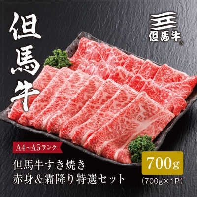 【但馬牛】すき焼き 赤身＆霜降り 特選セット700g【配送不可地域：離島】【1313373】