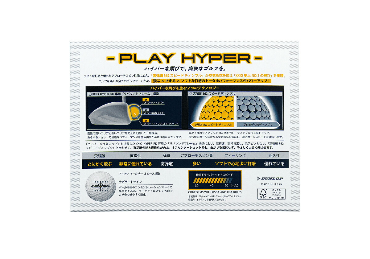 ゴルフボール ゼクシオハイパーRD ホワイト 1ダース 12球入り ライン入り XXIO ゼクシオ ごるふぼーる ボール 白 練習 コンペ ラウンド 兵庫県 丹波市